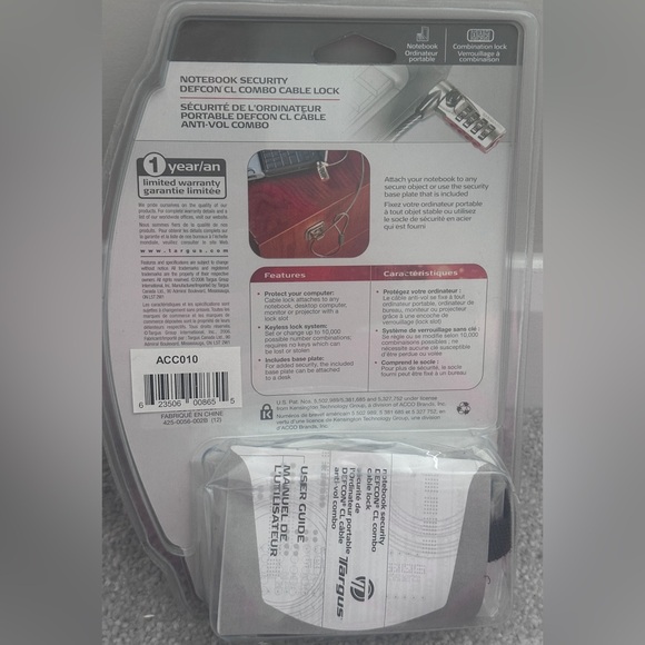 Brand New Targus Notebook Security Defcon CL Combo Cable Lock - Picture 4 of 5
